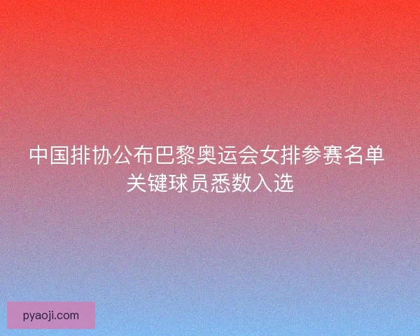 中国排协公布巴黎奥运会女排参赛名单 关键球员悉数入选