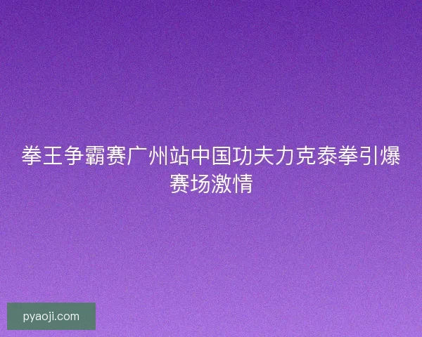 拳王争霸赛广州站中国功夫力克泰拳引爆赛场激情